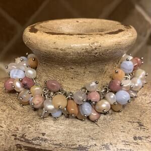 Whitney Kelly Cha Cha Bracelet Sterling Silver & Multi Gemstone Charms 7.5 Inch